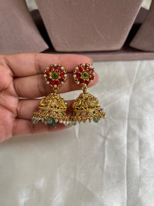 Coral Peacock Jhumkas E279