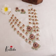 Gorgeous Multi Stone Three Layer Necklace with Pastel Green Beads LH1878