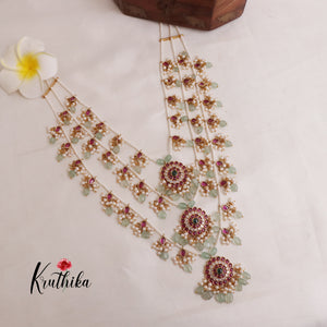 Gorgeous Multi Stone Three Layer Necklace with Pastel Green Beads LH1878