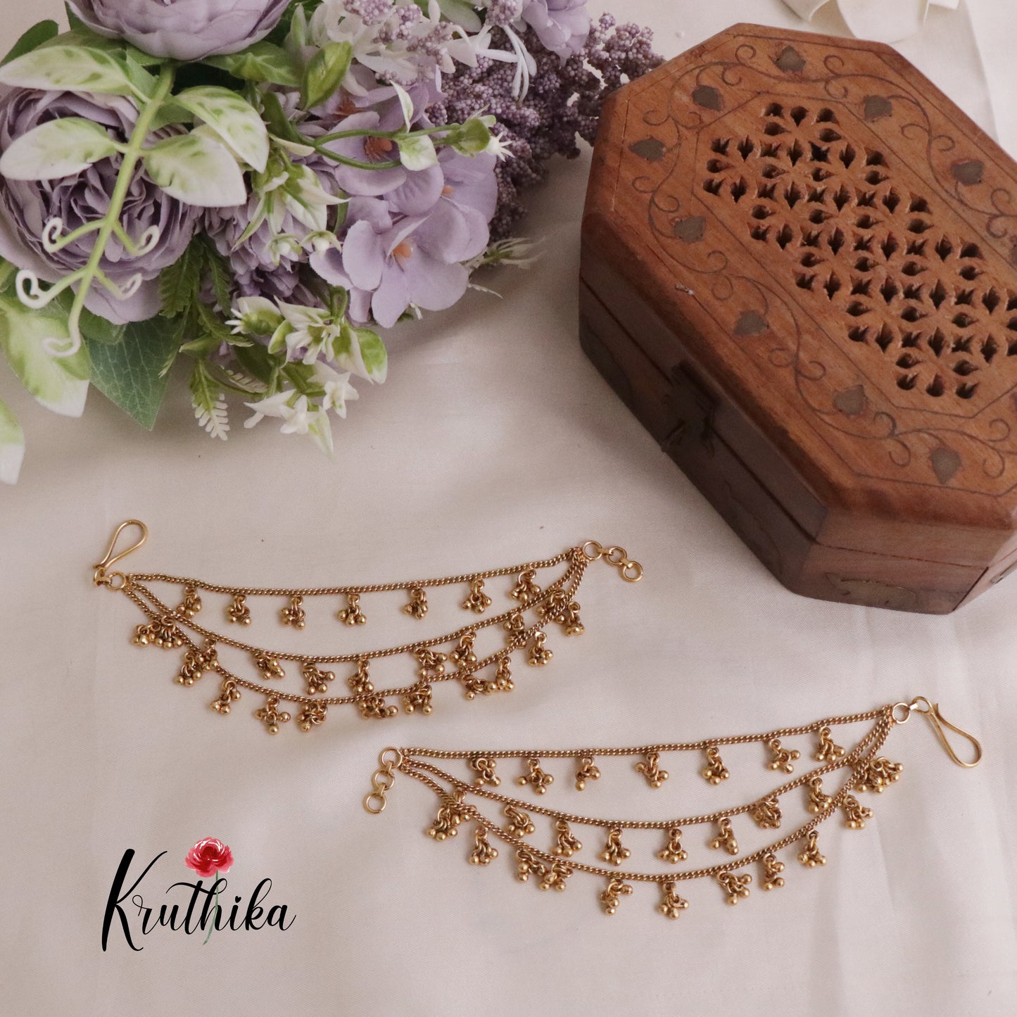 Beautiful Three Layer Jhumkas Drops Earchains EC125