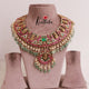 Elegant Floral Jadau necklace with Green Beads Nc2002