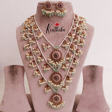 Gorgeous Multi Stone Three Layer Necklace with Pastel Green Beads LH1878