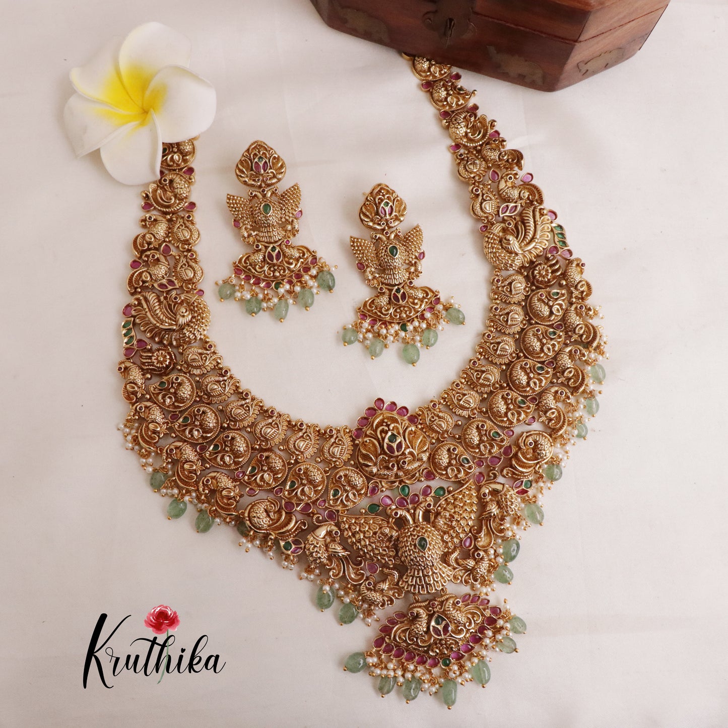 Premium antique polish peacock bridal Haaram LH395