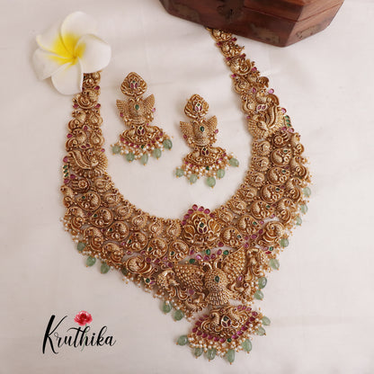 Premium antique polish peacock bridal Haaram LH395