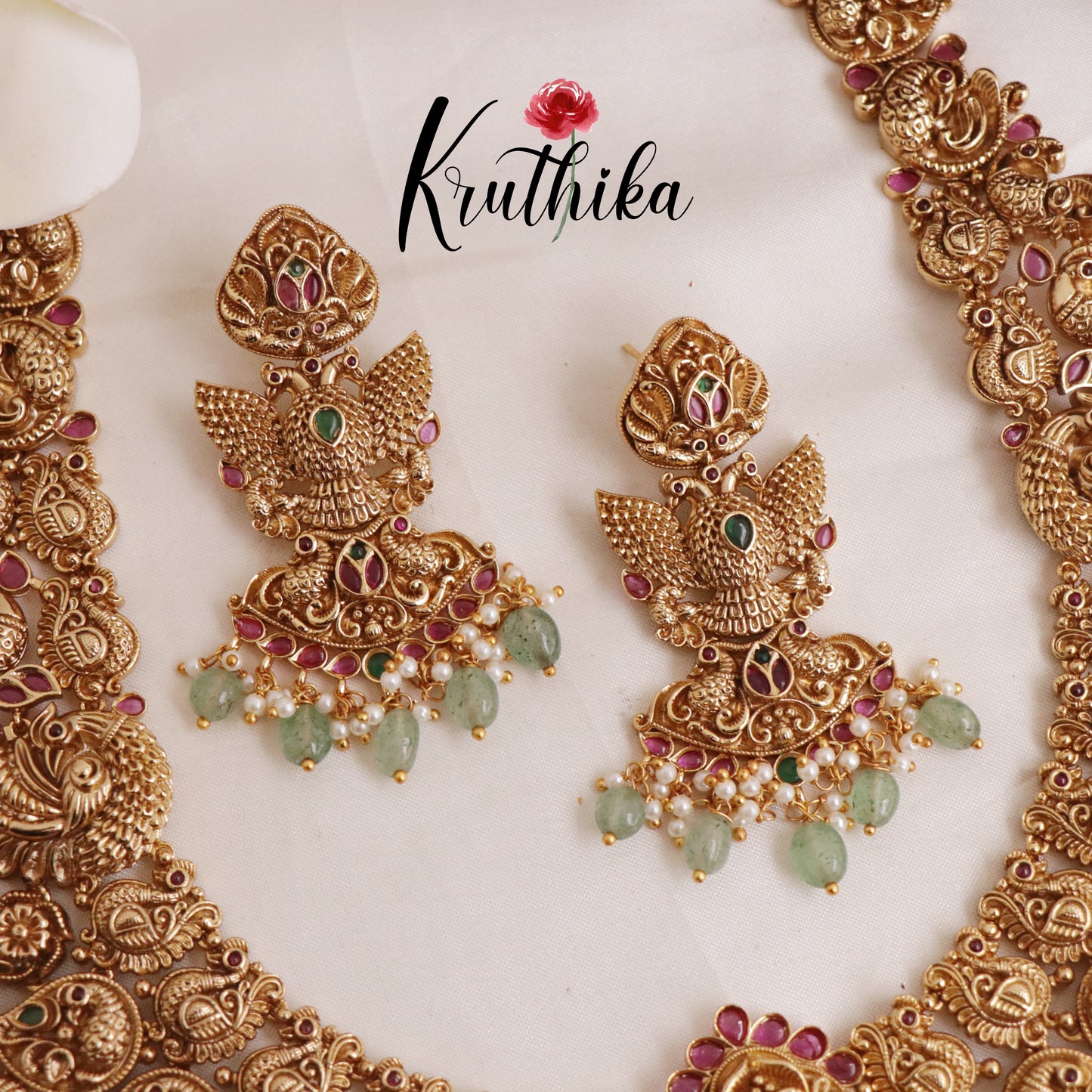 Premium antique polish peacock bridal Haaram LH395