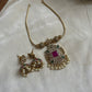 CZ Pendant Chain Necklace- Ruby NC1093