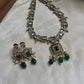 Simple Victorian Necklace with Green Beads NC1101