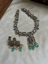 Simple Victorian Necklace with Mint Blue Beads NC1102