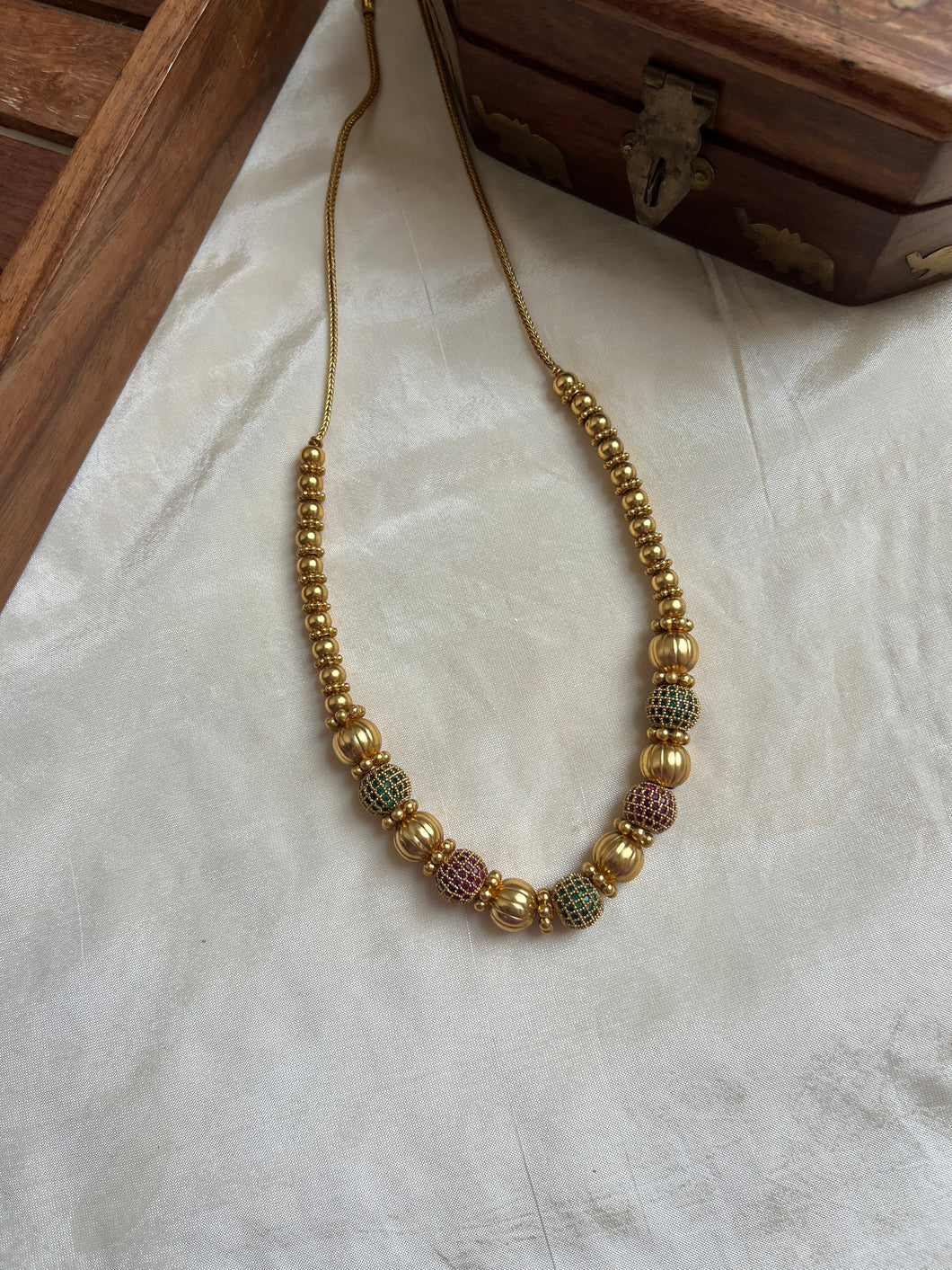 Simple Golden Beads Necklace NC1104