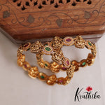 Grand Antique Multi Stone Temple Lakshmi Bangles B208