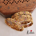Premium AD Temple Lakshmi Multi Stone Bangles B208