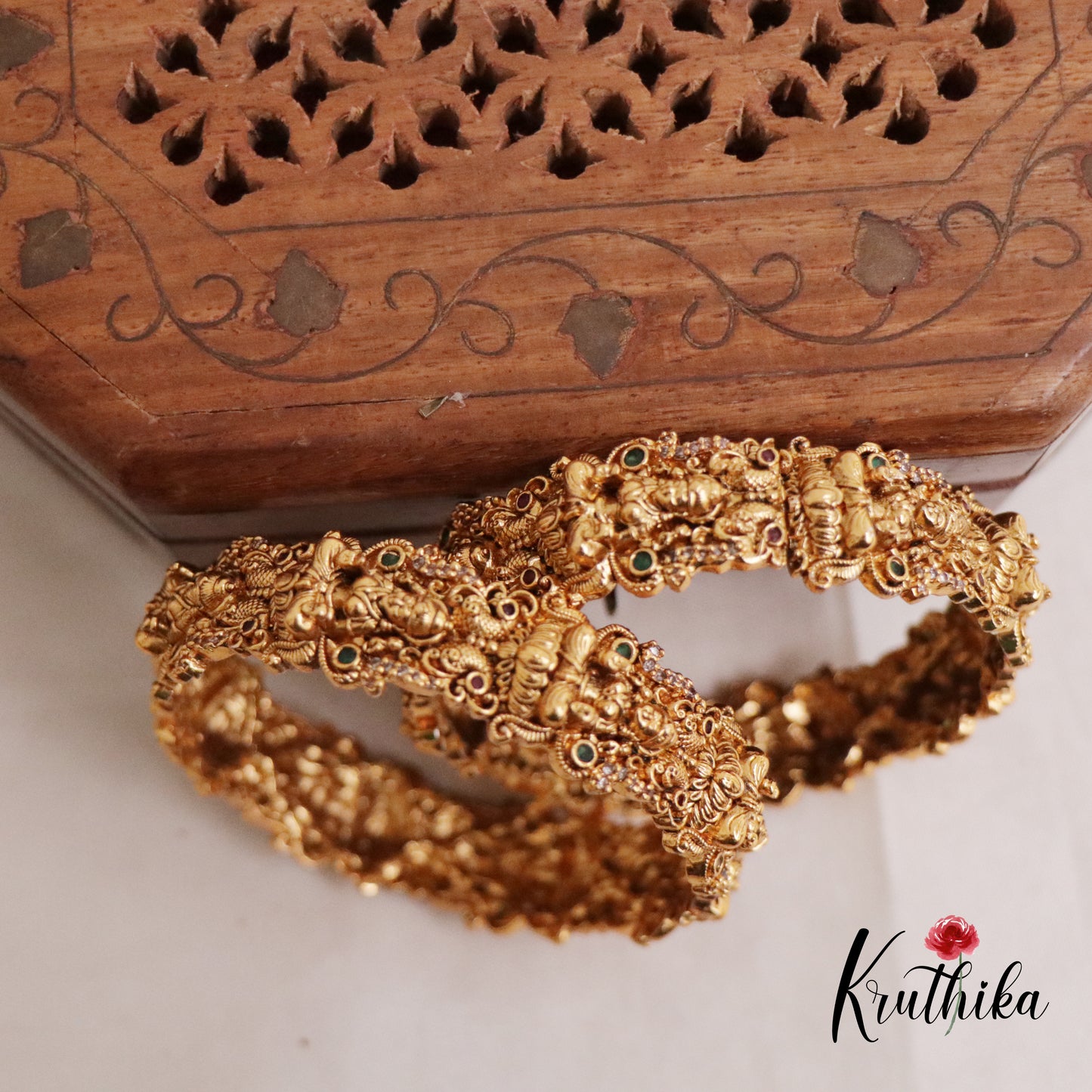 Beautiful AD Temple Lakshmi Bangles B210