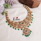 Premium Kemp Floral Design Necklace with Green Beads Drops NC21614