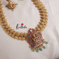 Grand Antique Temple Lakshmi Kemp Kasu Haaram with Pastel Green Beads Drops LH1927