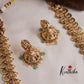 Grand Antique Temple Lakshmi Kemp Kasu Haaram with Pastel Green Beads Drops LH1927