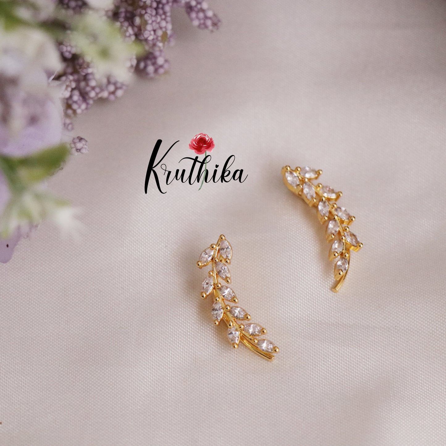 Beautiful CZ Golden Ivy Earcuff E446