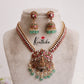 Beautiful Antique Temple Lakshmi Jadau Necklace with Pastel Green Beads NC2152
