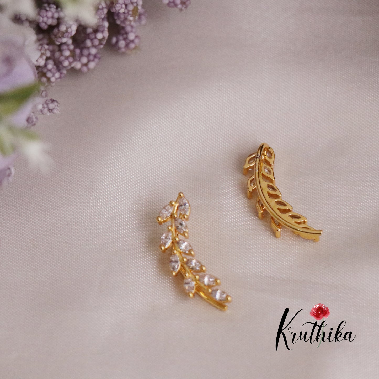 Beautiful CZ Golden Ivy Earcuff E446