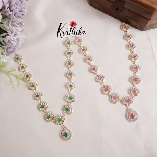 Gorgeous Sparkling CZ Raindrop Pendant Necklace NC2146 (Available in 2 Colours)