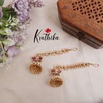 Classic Jadau Kundan Lotus Design Jhumkas with Earchains E437 (Available in 2 Colours)