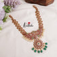 Elegant Stunning Antique Kemp Floral Haaram with Green Beads Drops NC21616