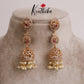 Beautiful Changeable Stone Peacock Design Jhumkas with Pearl Drops E439