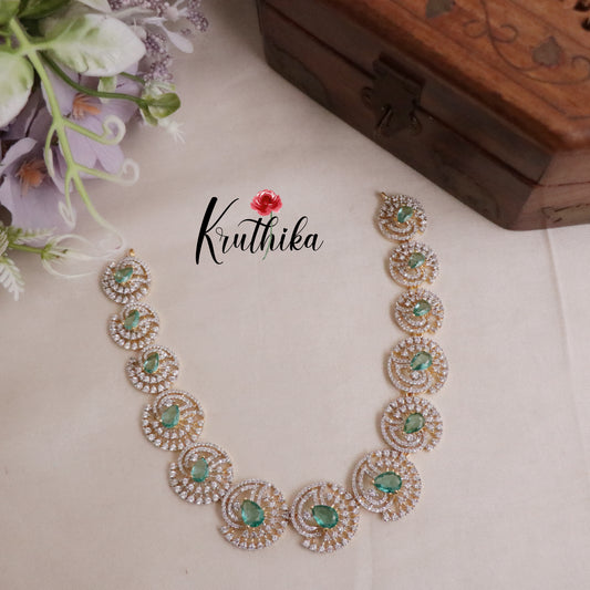 Beautiful Golden Spiral CZ Stone Necklace Set NC2093