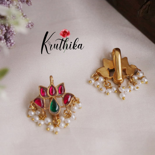 Beautiful Lotus Glow Studs Earcuffs | upper earrings | Bugadi Earrings E463