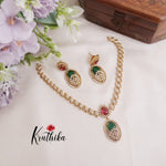 Gergous CZ Multi Stone Pearl Shape Pendant Necklace NC2129