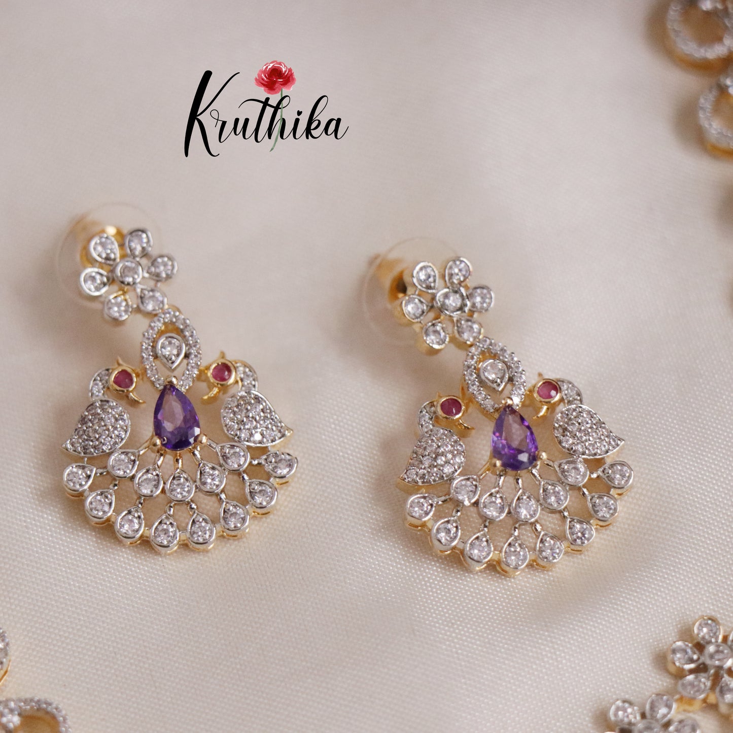 Beautiful CZ Jade Blossom AD Necklace Set NC2144 (Available in 3 Colours)