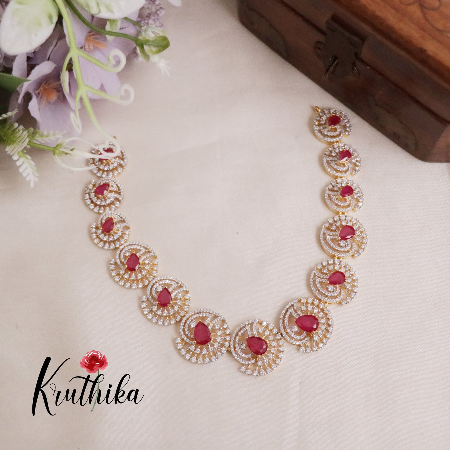 Beautiful Golden Spiral CZ Stone Necklace Set NC2093