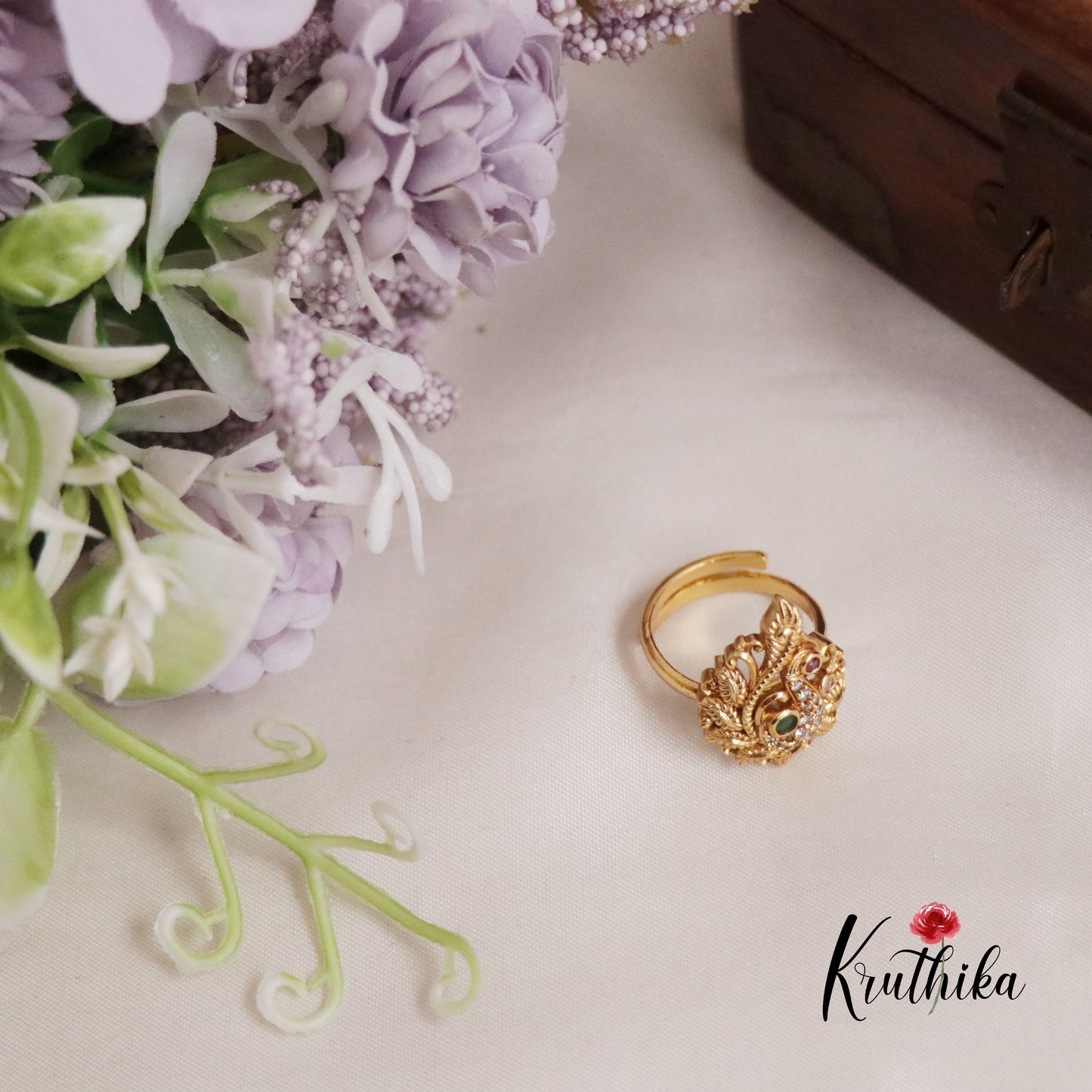 Gorgeous Multi Stone Peacock Finger Ring R45