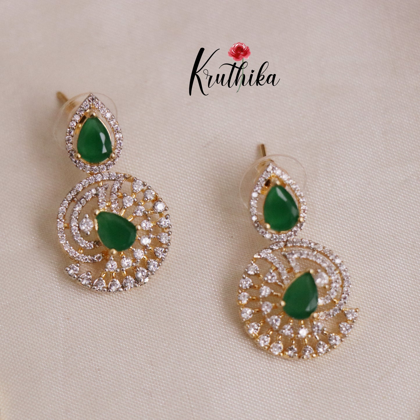 Beautiful Golden Spiral CZ Stone Necklace Set NC2093