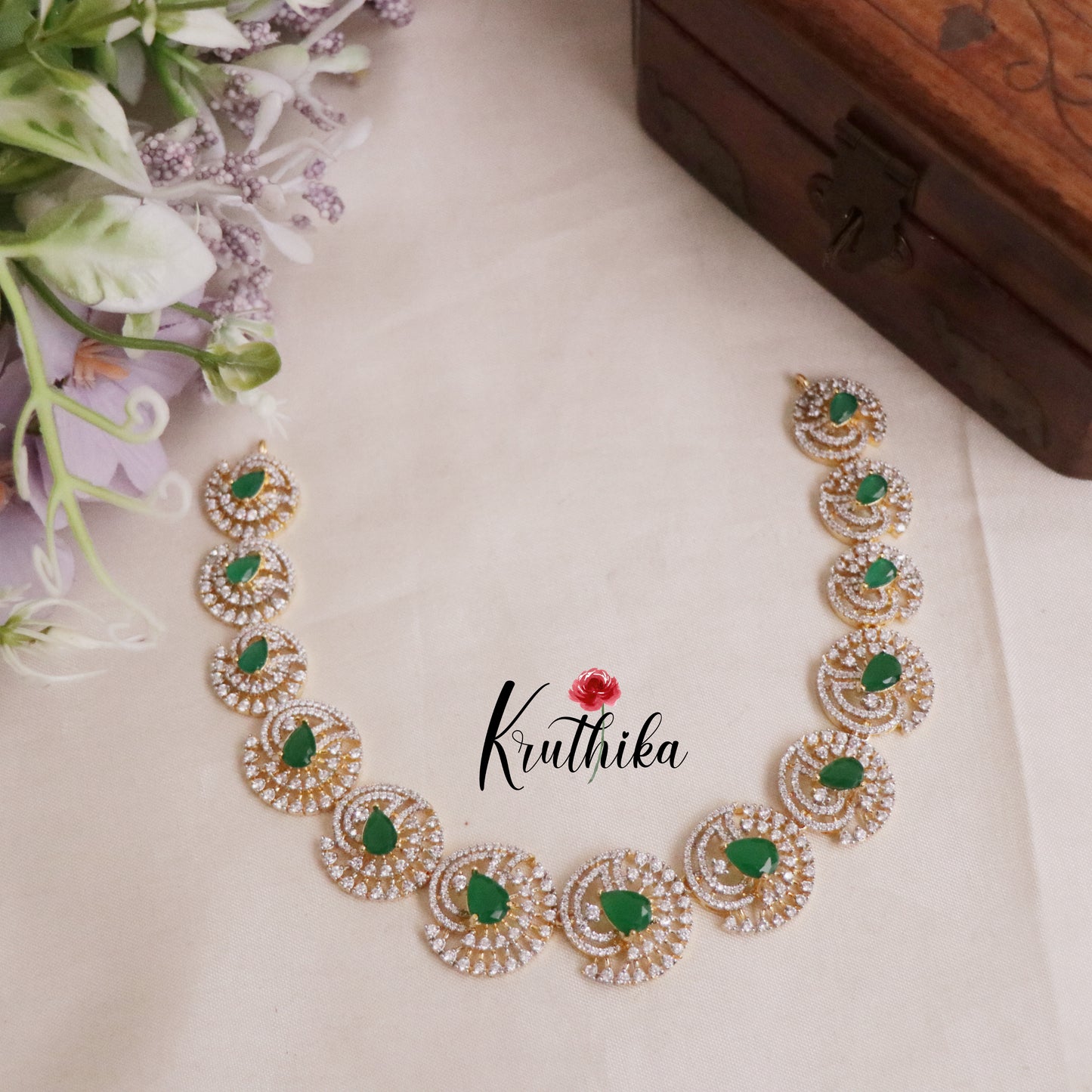 Beautiful Golden Spiral CZ Stone Necklace Set NC2093