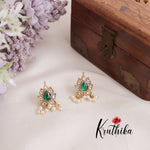 Trendy Emerald Lotus Glow Studs Ear cuffs | upper earrings | Bugadi Earrings E465 (Available  in 2 Colours)