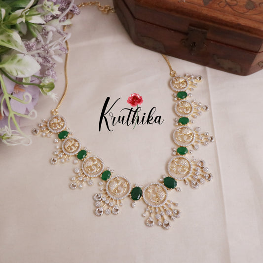 Royal Sparking CZ Charm Necklace Set NC2089 (Available in 2 Colours)