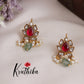 Trendy Emerald Lotus Glow Studs Ear cuffs | upper earrings | Bugadi Earrings E465 (Available  in 2 Colours)