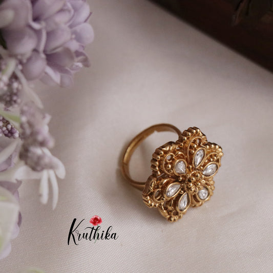 Beautiful Kundan Blossom Finger Ring R37