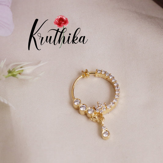 Beautiful Sparking CZ Gold Finish Teardrop Nose Ring N34