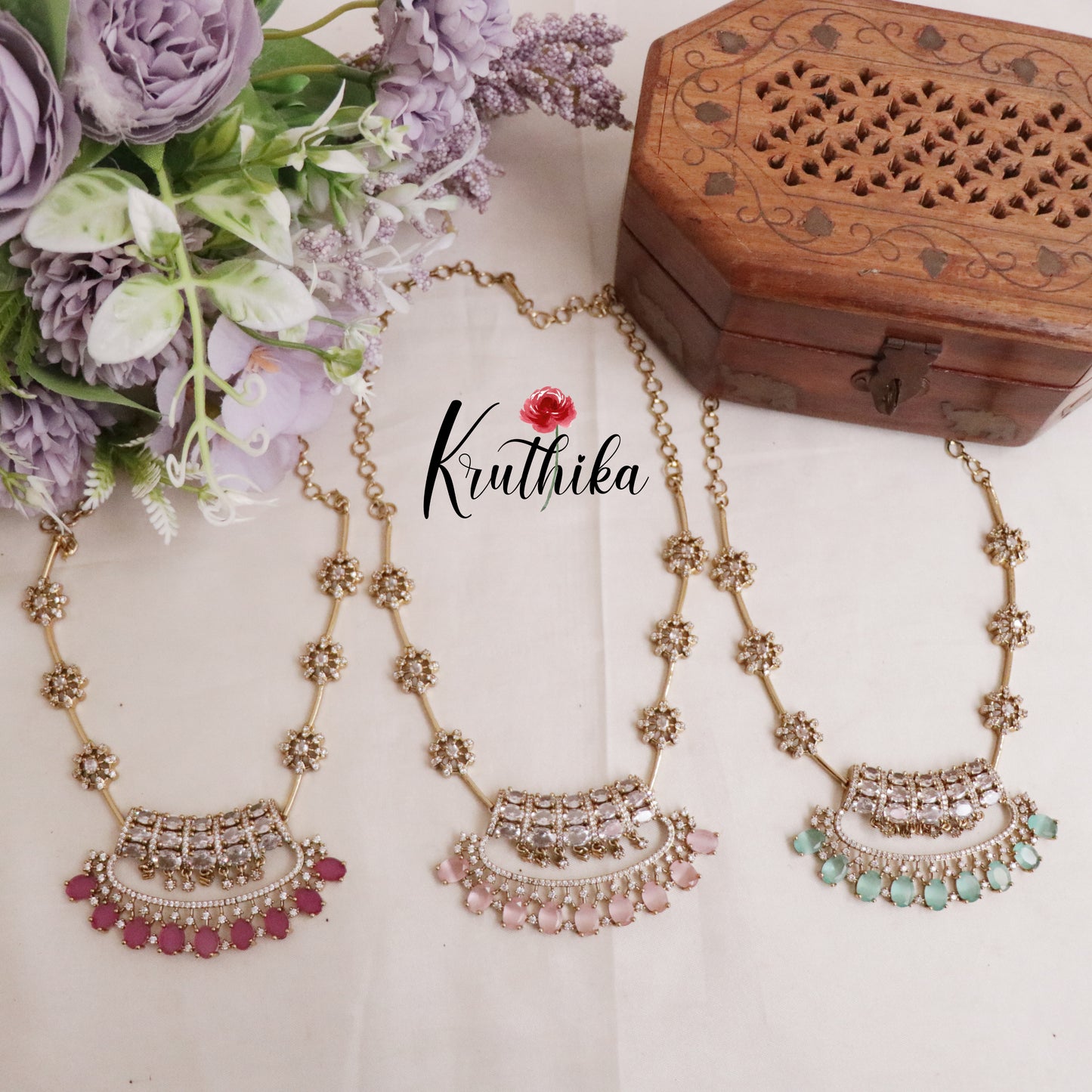 Gorgeous Floral Kundan Contemporary Necklace Set NC2107 (Available in 6 Colours)