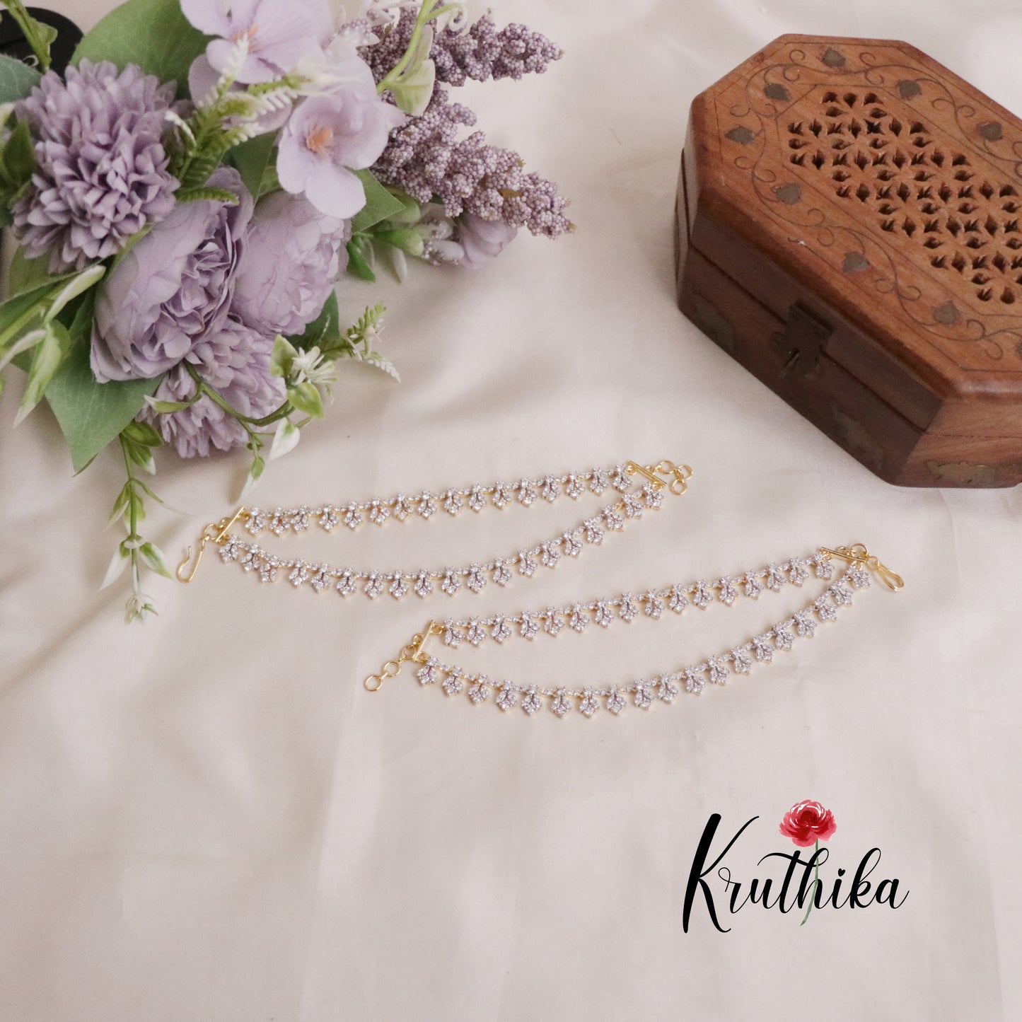 Gorgeous CZ Sparking Floral Radiance Earchains EC102