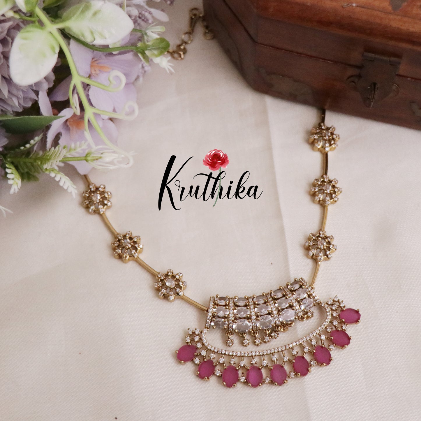 Gorgeous Floral Kundan Contemporary Necklace Set NC2107 (Available in 6 Colours)