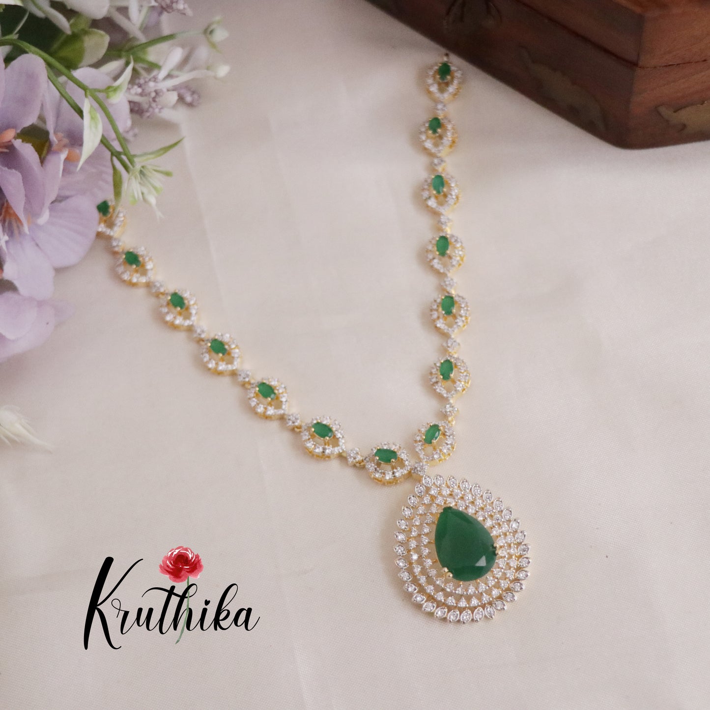 Gorgeous Sparkling CZ Raindrop Pendant Necklace NC2126  (Available in 3 Colours)