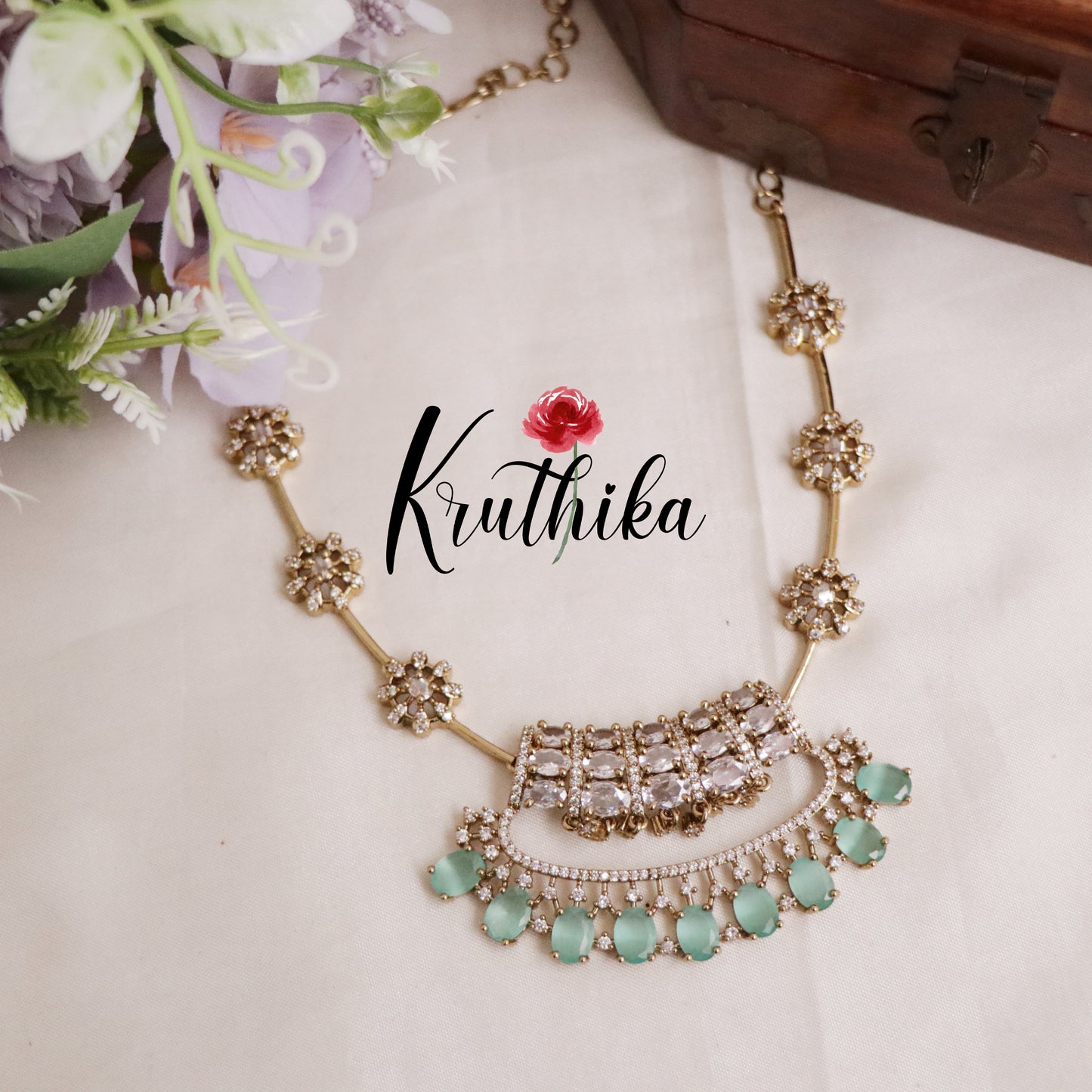 Gorgeous Floral Kundan Contemporary Necklace Set NC2107 (Available in 6 Colours)