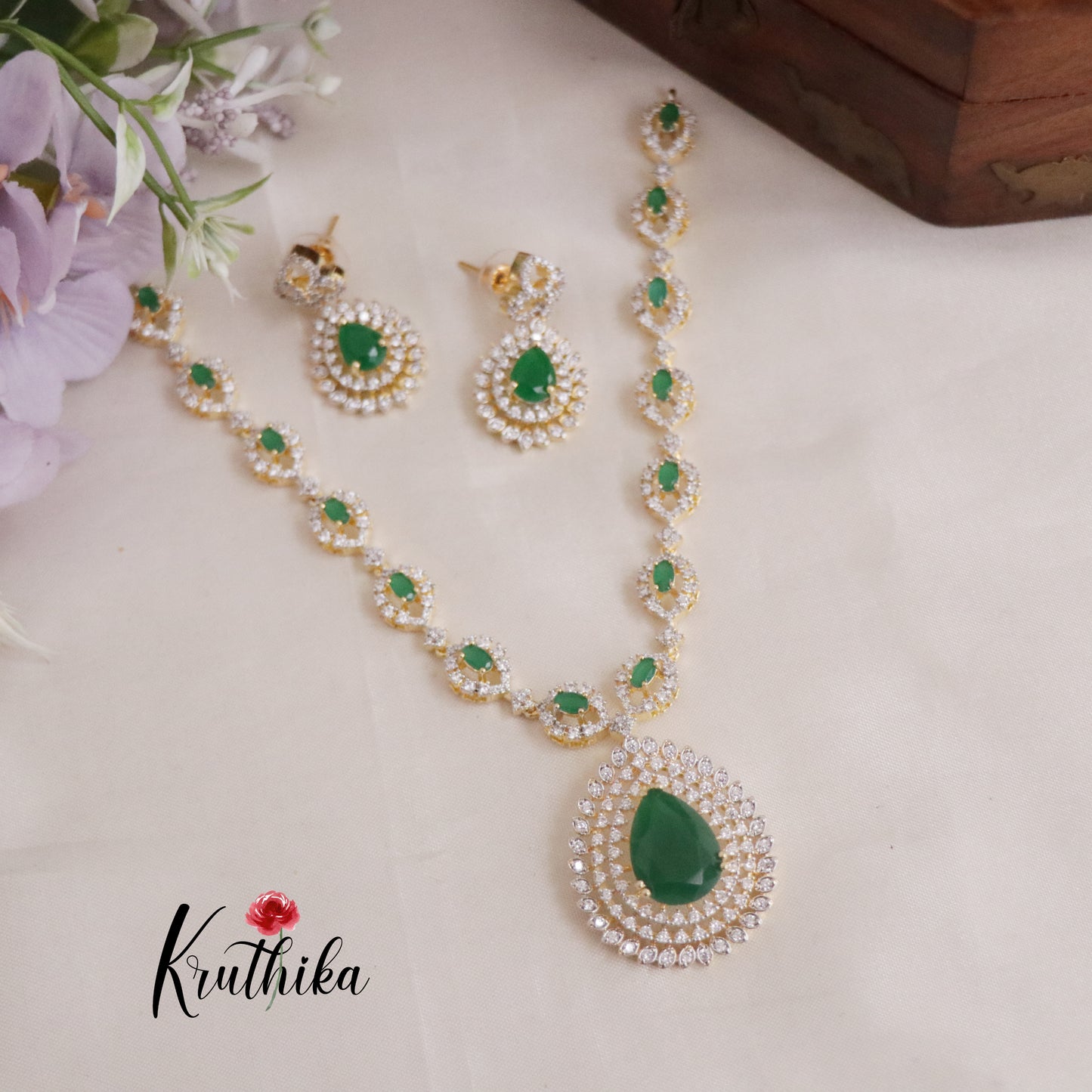 Gorgeous Sparkling CZ Raindrop Pendant Necklace NC2126  (Available in 3 Colours)