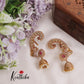 Premium Peacock Elegance Ruby Earcuffs with Jhumkas E458