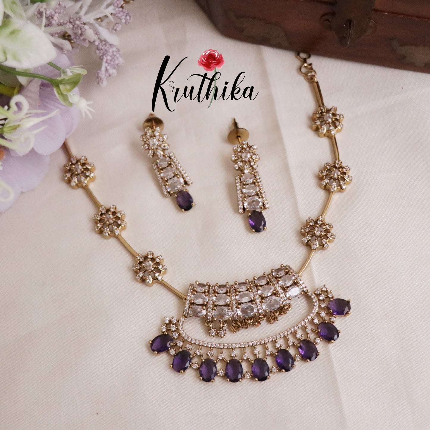 Gorgeous Floral Kundan Contemporary Necklace Set NC2107 (Available in 6 Colours)