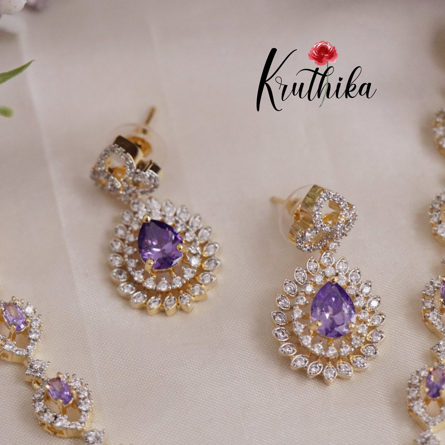 Gorgeous Sparkling CZ Raindrop Pendant Necklace NC2126  (Available in 3 Colours)