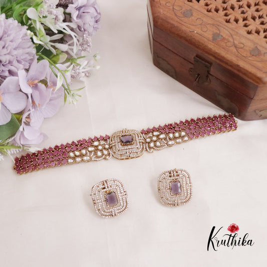 Beautiful Square Charm CZ Choker NC2127
