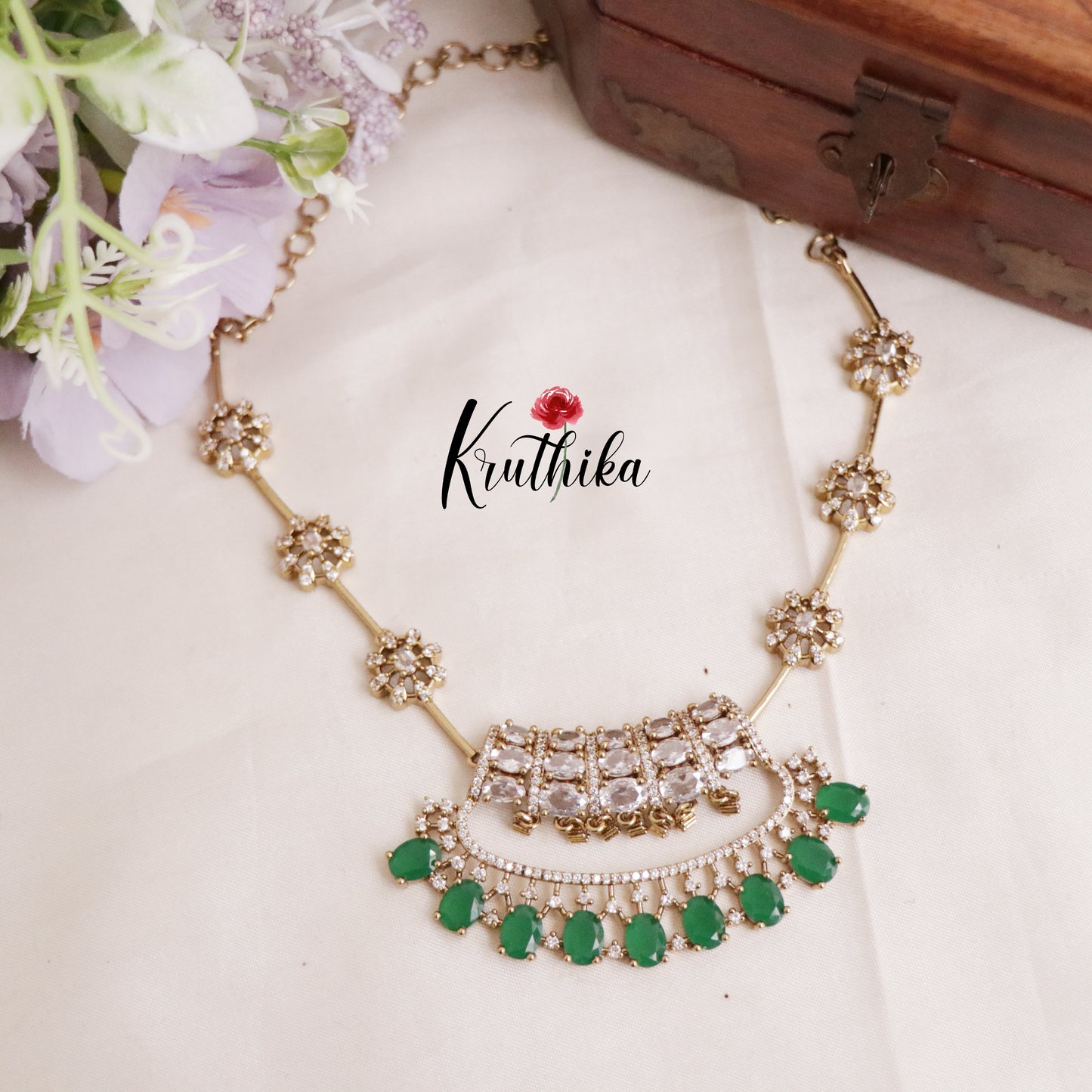 Gorgeous Floral Kundan Contemporary Necklace Set NC2107 (Available in 6 Colours)